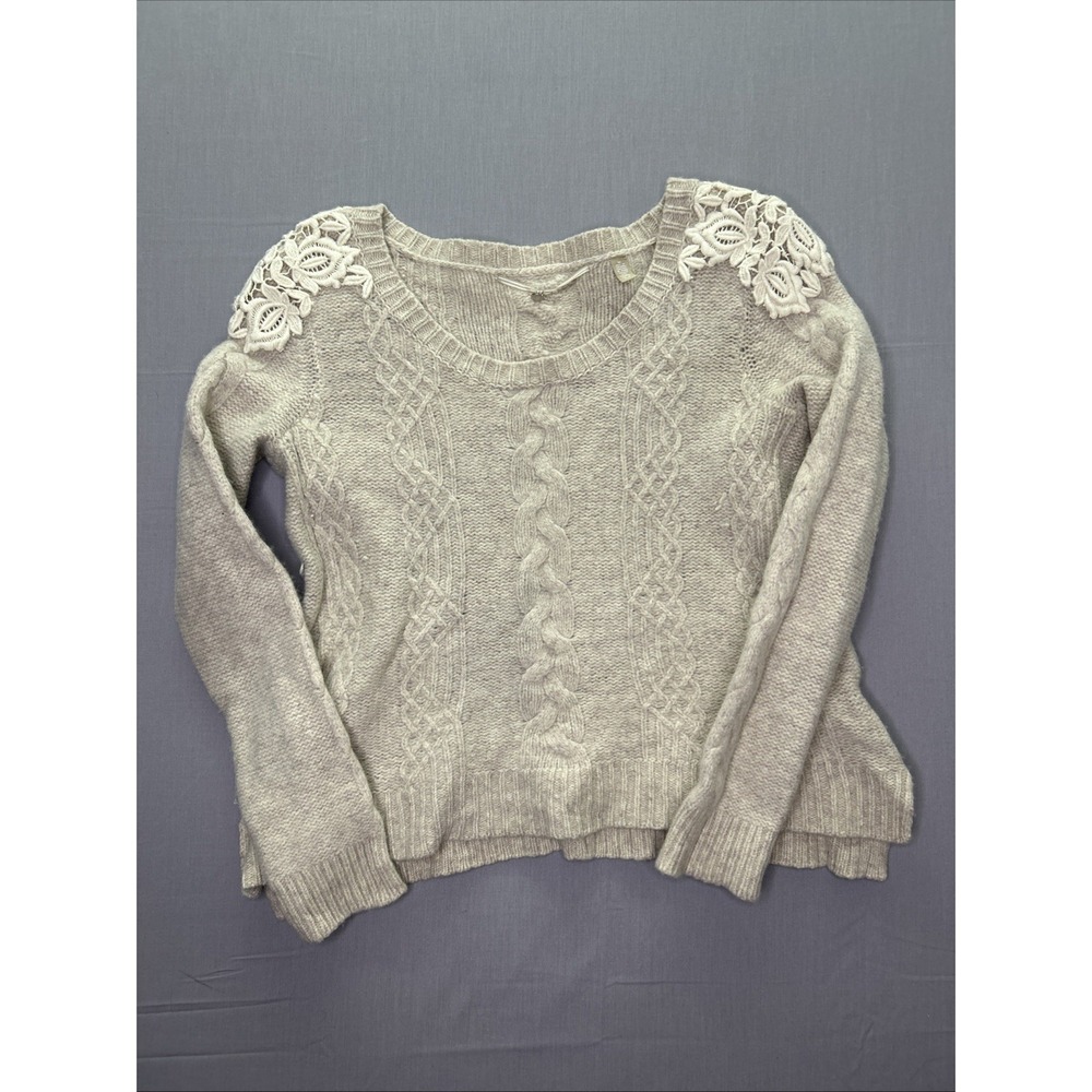Anthropologie Knitted & Knotted Cable Sweater Womens M Wool Boho Cottagecore